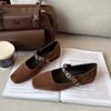Mary Jane shoes square head with buckle, shallow mouth low heel single shoes, fattened and widened women's shoes