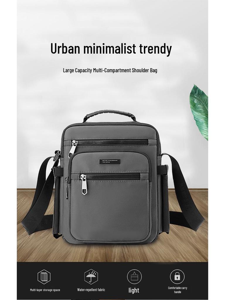 Men's Multi-Layer Business Crossbody Briefcase with Water Bottle Holder