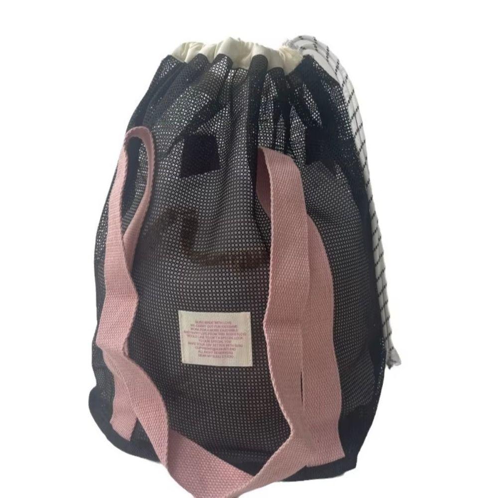 Drawstring Beach Net Bag Ins Mesh Clothing Pocket Lightweight Swimming Mesh Tote Outdoor