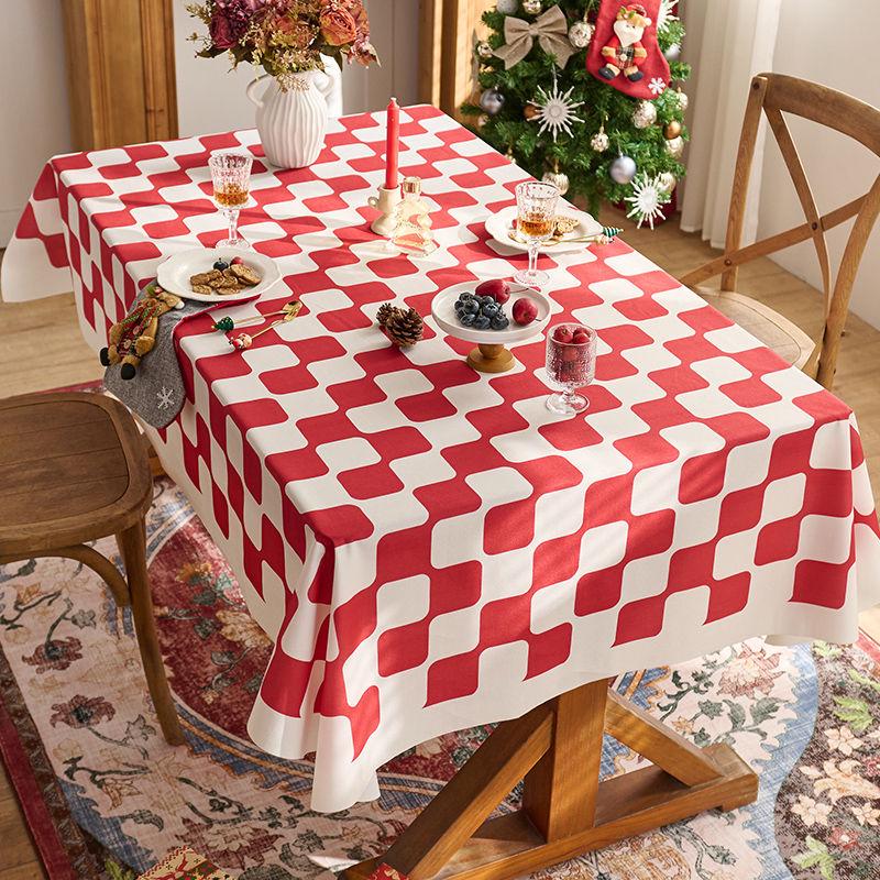Festive Red Plaid Tablecloth for Christmas, New Year, & Weddings
