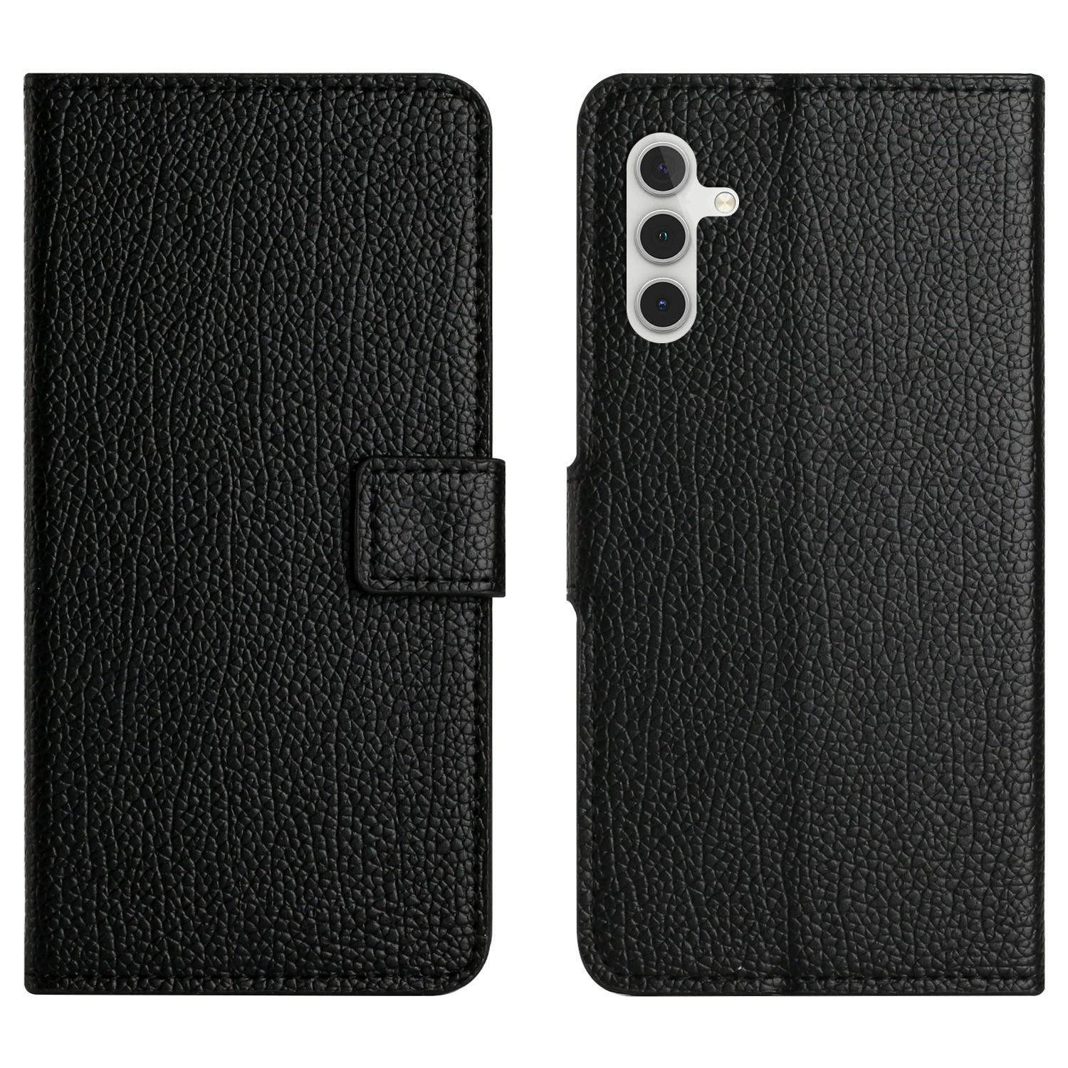 

For Samsung Galaxy A56 5G/M56 5G Case PU Leather Wallet Phone Cover Litchi Texture,Black A