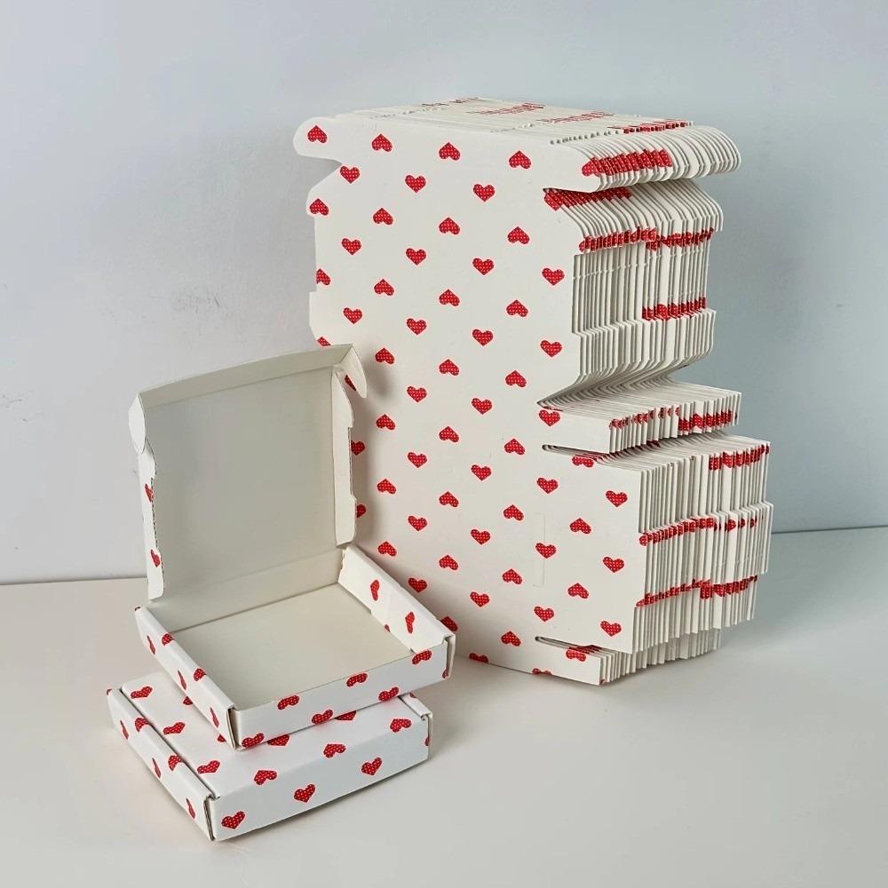 

10pcs 10pcs Set Gift Packaging Box Easy Assembly Open-Face Small Shipping Boxes Heart Printed Corrugated Cardboard Mailer Boxes 5x5x5cm