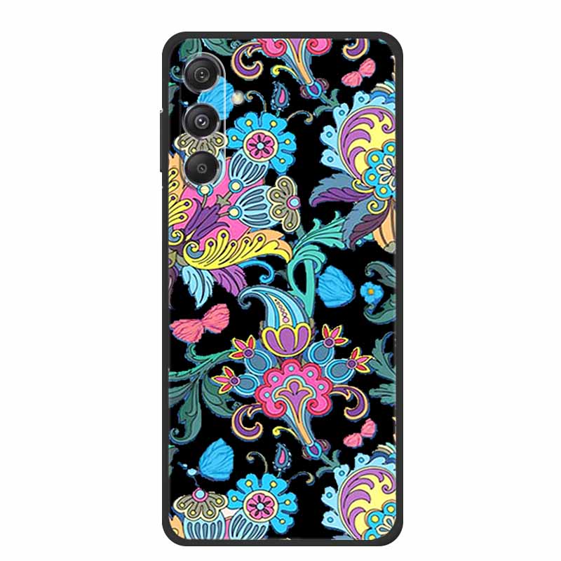 For Samsung Galaxy M36 A17 5G Case Flower Black Silicone Soft Back Cover For Samsung Galaxy S25 FE Plus Phone Case Coque Cartoon