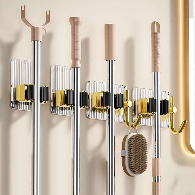 Mop hook No punching drag Space aluminum fixed hanger Acrylic bathroom Toilet storage Wall hanging type