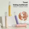 2-In-1 Multifunctional Toothbrush with 2 Replaceable Heads Portable Home Travel Outdoor Hiking Camping Toothbrush with Toothpaste Storage Box