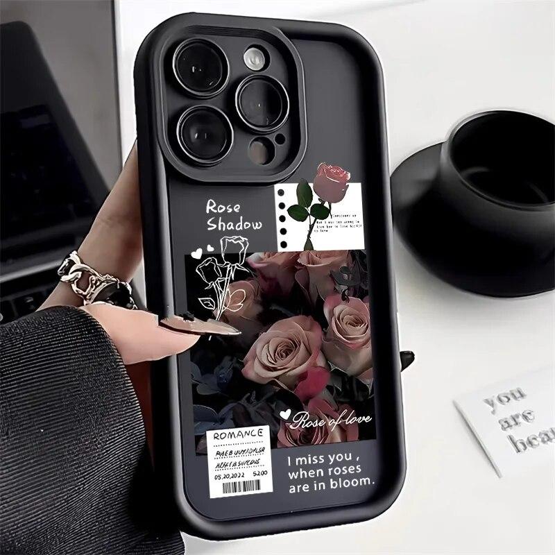 Ins Flower Phone Case For iPhone 11 Case iPhone 13 14 15 Pro 12 Pro Max 7 8 14 15 Plus XR XSMAX X XS SE Shockproof Cover Funda
