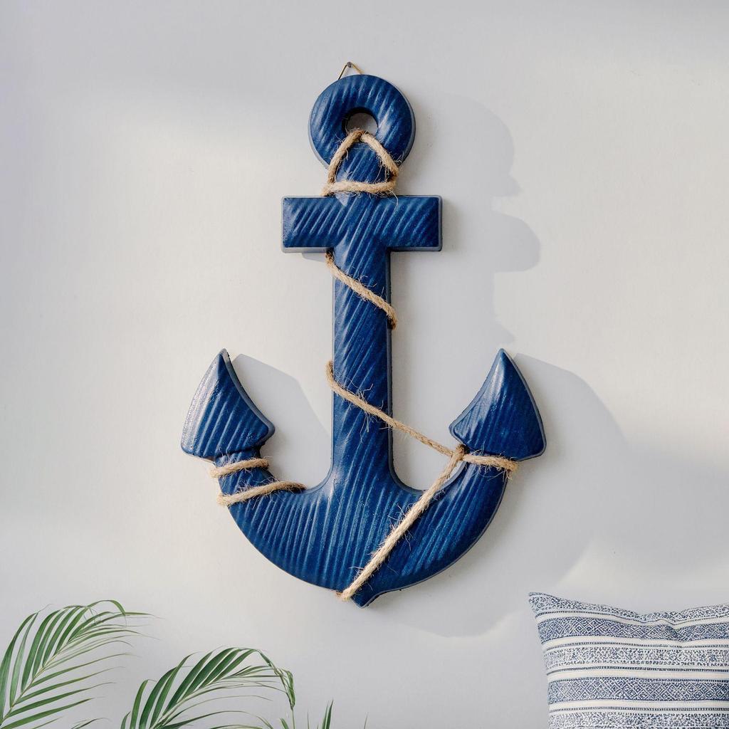 Mediterranean Style Helmsman Anchor Wall Decor for Kindergartens and Bars