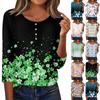 3/4 Sleeve Shirts For Women Button Down Shirt  Top For Women Half Button Down Print Graphic Blouse