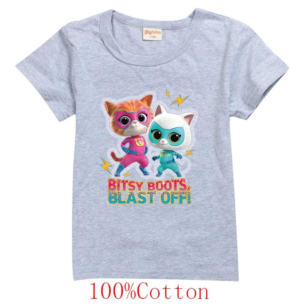 Game Super Cat Costume Kids SuperKitties T Shirt Baby Girls Summer Clothes Toddler Boys Cotton Tshirt Children Short Sleeve Tops