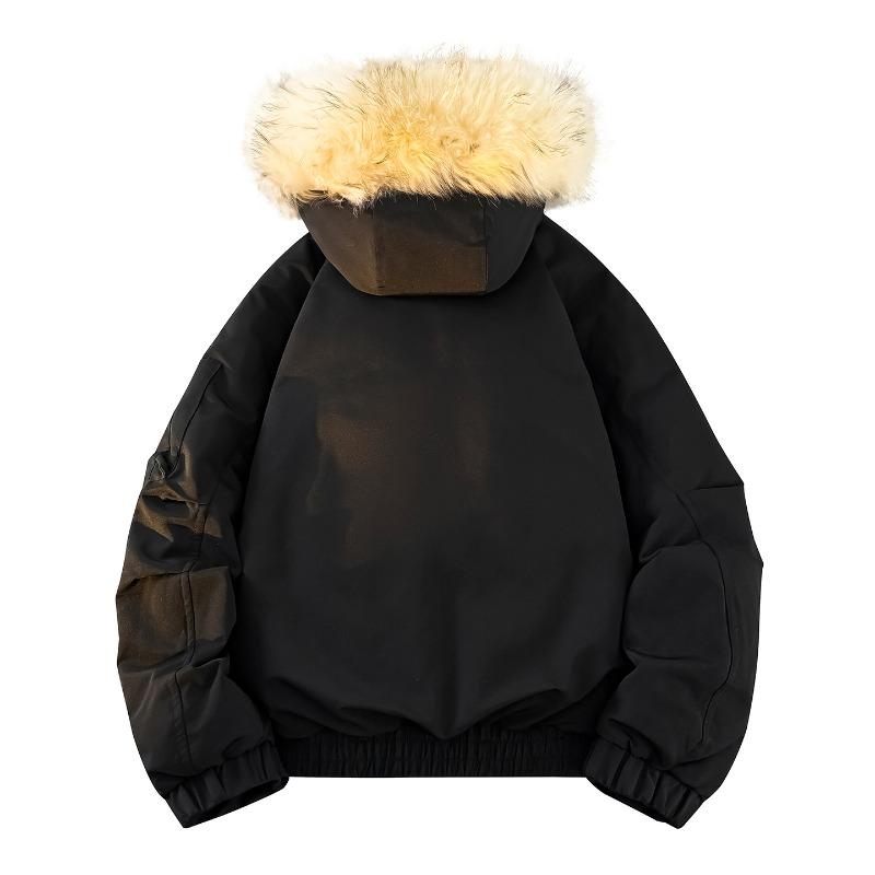 % down new national standard white duck down down jacket for men and women in winter loose Parker thickened large fur collar jacket for men