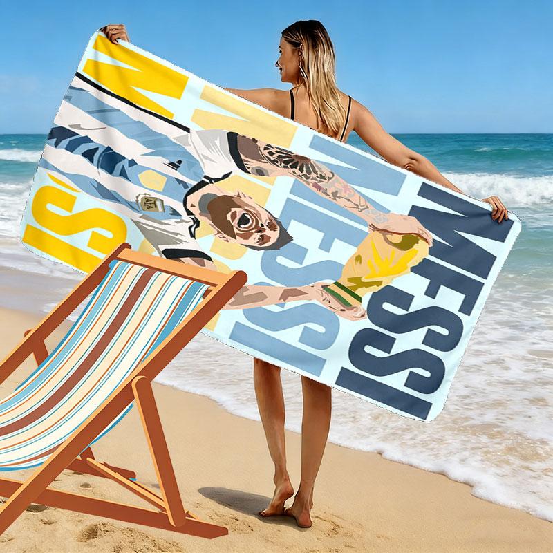 Asciugamano da Spiaggia Stampa Destiny di Messi, Asciugamano Grande Morbido ad Asciugatura Rapida per Spiaggia Campeggio Nuoto