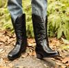 10ASalto Alto Confortável Bordado Primavera e Outono Botas de Motocicleta Raiz de Madeira Botas de Cowboy Ocidentais Altas da Moda