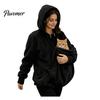 Hands Free Dog Holder Pet Pouch Zip-up Hoodie for Women, Cat Carrying Pocket Hooded Kangaroo Sweatshirt Sweatshirt, Winter Warm Fleece Long