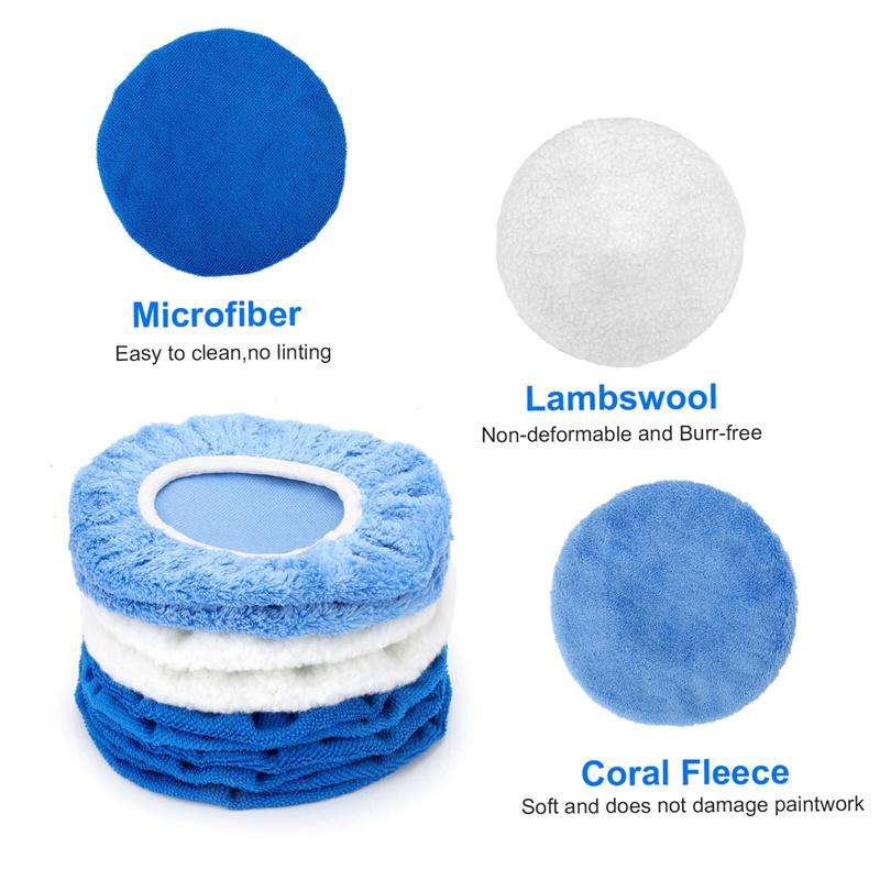 10Pcs 10Inch Car Polishing Pad Auto Soft Microfiber Bonnet Polisher Soft Wool Wax Wash Buffer Cover Cleaning Tools Accessories