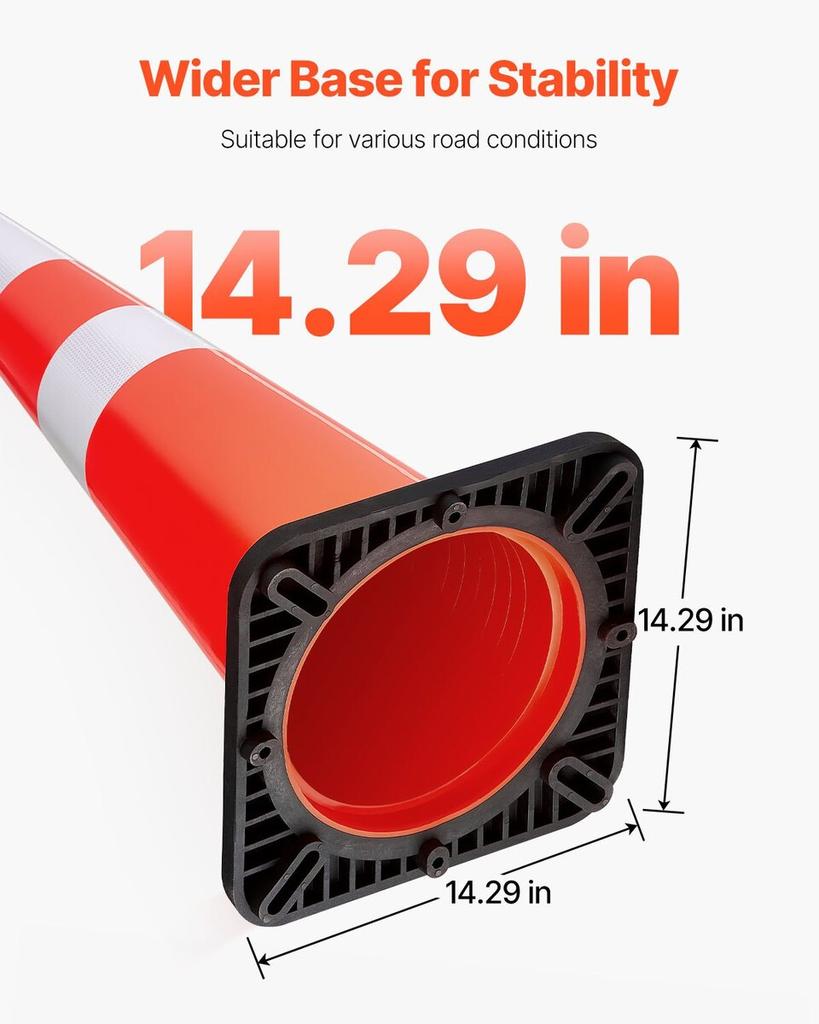 6Pack 36\" Traffic Cones, Safety Road Parking Cone with Black Weighted Base, PVC Orange Traffic Safety Cones, Hazard Cones Reflective Collars for