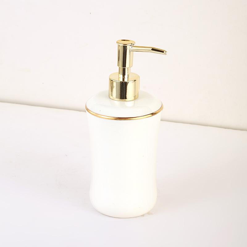 Ceramic Bathroom Set White Tooth Brushing Cup Draining Soap Box Household Shampoo Bottle Washing Six-piece Bathroom Accessories
