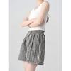 Summer Black and White Plaid Five-point Shorts Washed Cotton Loose and Thin High Waist Wide Legs Casual Sports Hot Pants Children