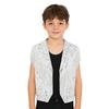 Gilet de Performance Scénique Danse Jazz pour Garçons à Franges Paillettes Scintillantes Revers de Couleur Contrastante Haut Sans Manches