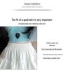 White Wood Ear Trim Fluffy High-Waisted A-Line Skirt - Women's 2026 Summer Edition