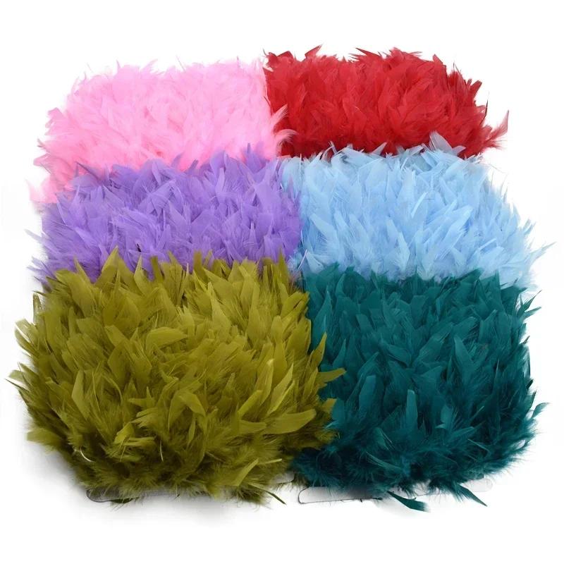 Colored Fluffy Turkey Feathers Trim Tassel Fringe Ribbon Marabou Feather Tape Boa Sewing Costume Clothing Accessories Decoration