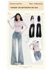 Ice Blue Women's Low-Waist Slim Fit Micro Flare Jeans - 2025 Trendy Extended Length Cropped Pants