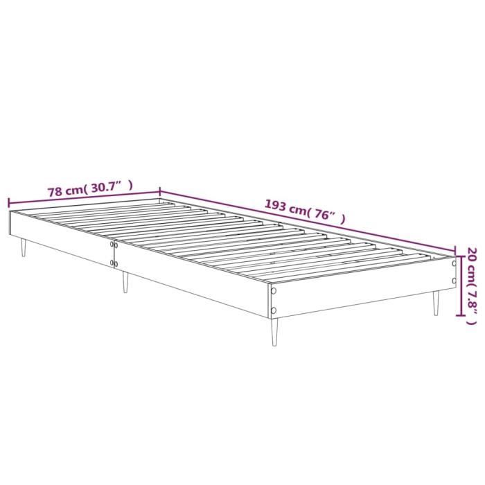VidaXL Cadre de lit chêne sonoma 75x190 cm bois d'ingénierie 832312