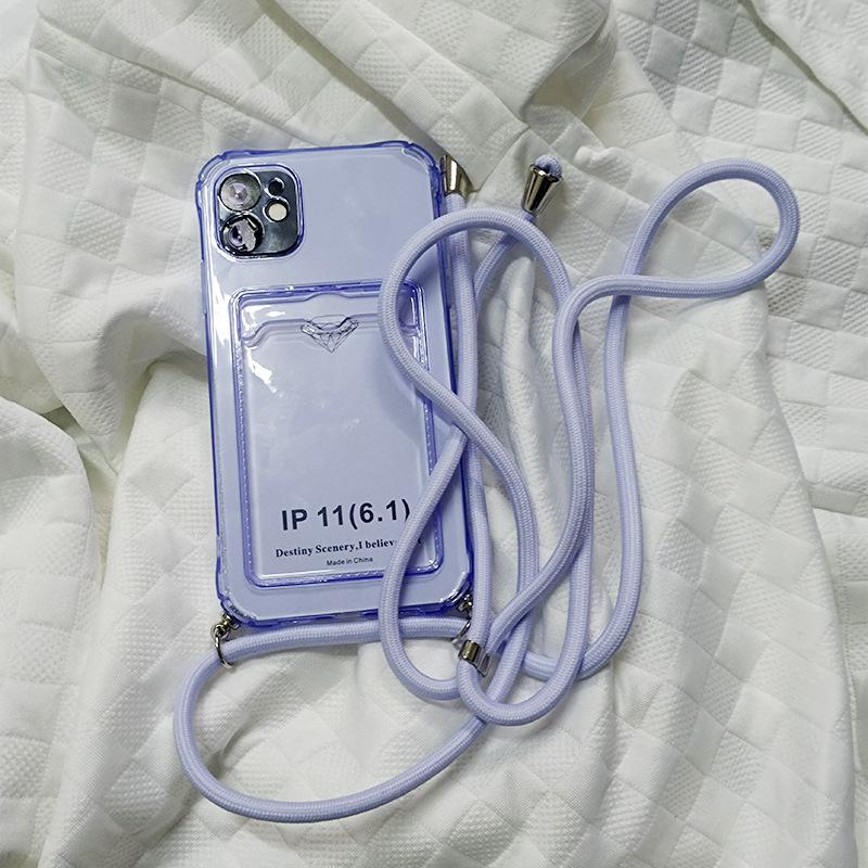 iPhone11 mobile phone case 11promax Apple 11/11 messenger lanyard XR soft 1plus transparent card bag