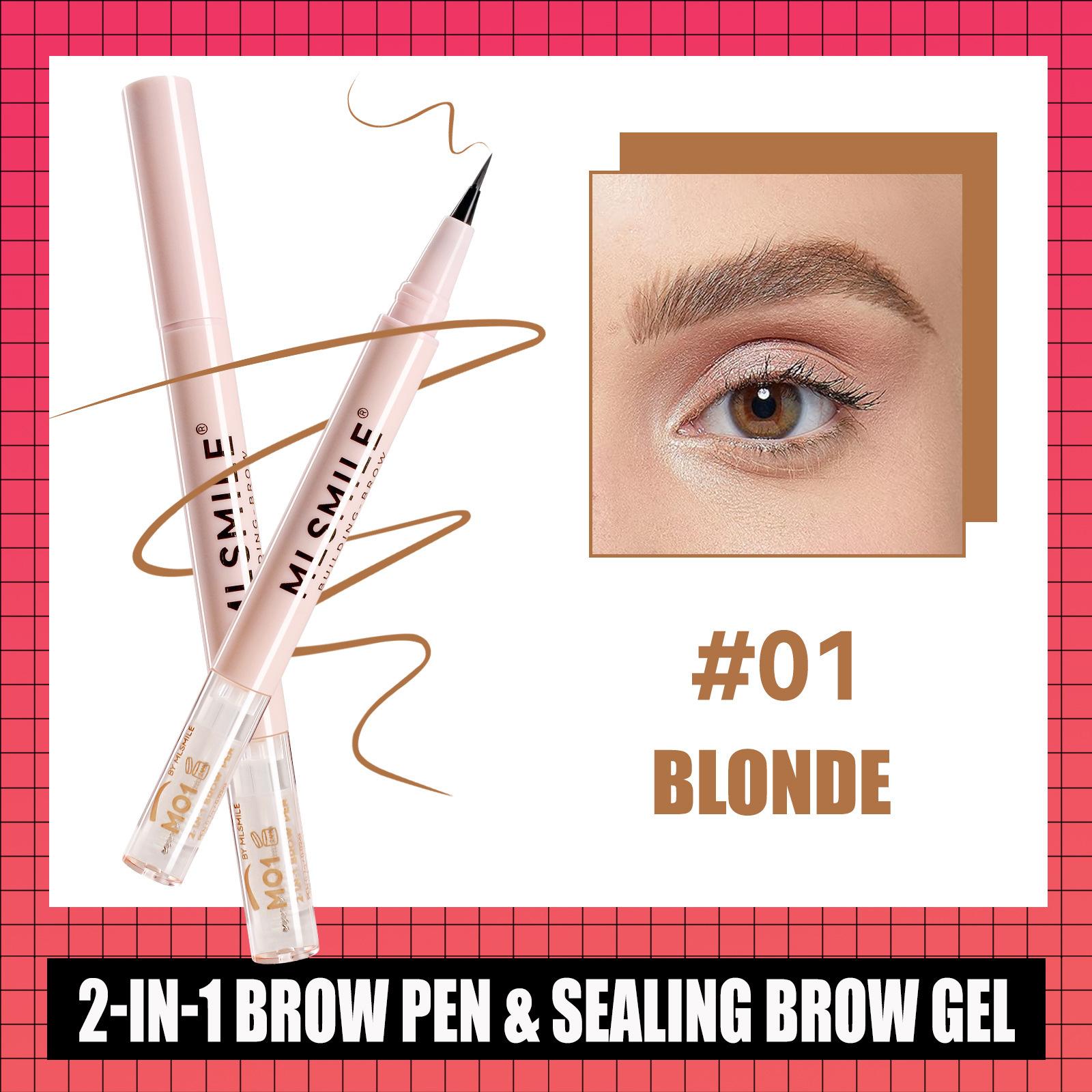 Жидкий карандаш для бровей с двойной головкой 2-в-1. Очень тонкий трехмерный жидкий карандаш для бровей. Жидкость для укладки. pink 01