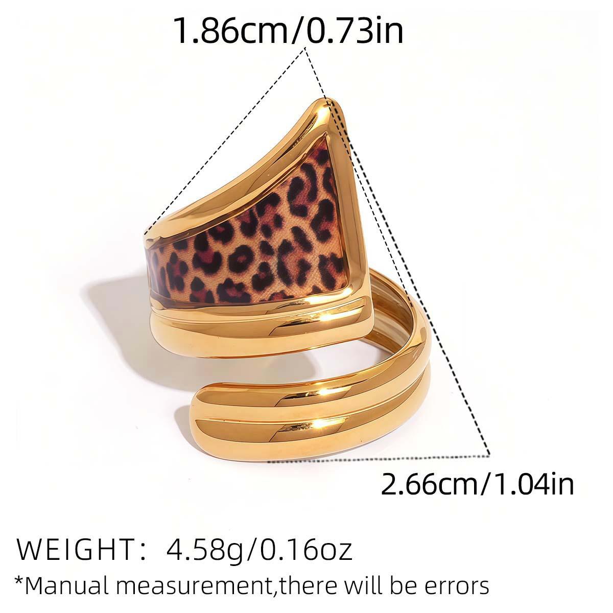 Fashion Exaggeration Geometric Leopard Print Opening Rings for Women Stainless Steel Personality Finger Jewelry Accessories Gift resizable