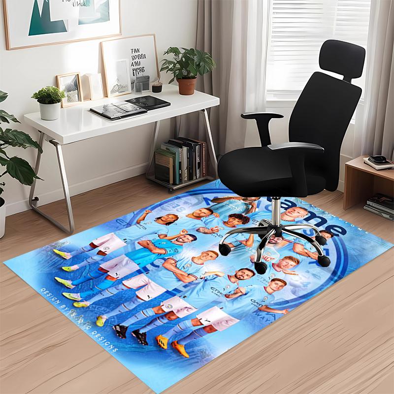 Custom Name Manchester City Printed Carpet Rug For Office Chair Living Room Bedroom Kitchen Room Decor Gifts