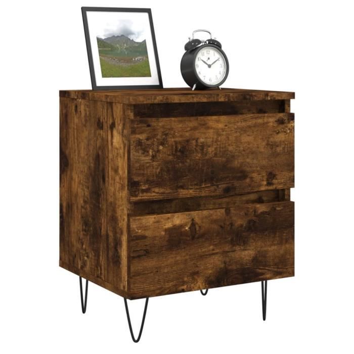 VidaXL Tables de chevet 2 pcs chêne fumé 40x35x50 cm bois ingénierie 826887