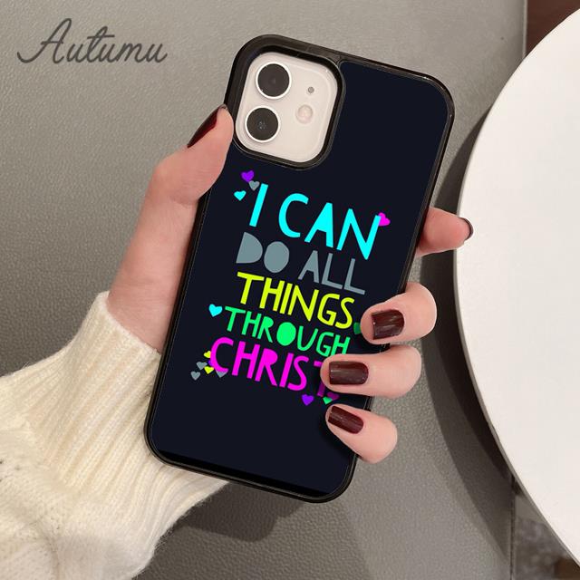 İncil ayeti Filipililer İsa Mesih iPhone 11 12 13 14 Pro Max mini XR XS SE 2020 7 8 Plus için Telefon Kılıfı Galaxy S21 S22 Kılıf