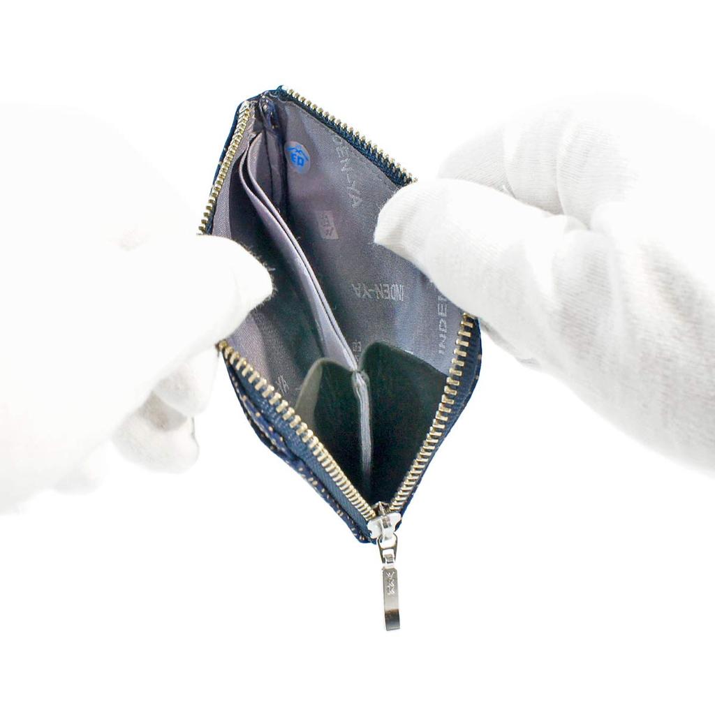 Portmonetka Inden Inden F Portmonetka 05 Skóra jelenia Granatowy x Biały lakier Wzór fali Qinghai 1005-14-004