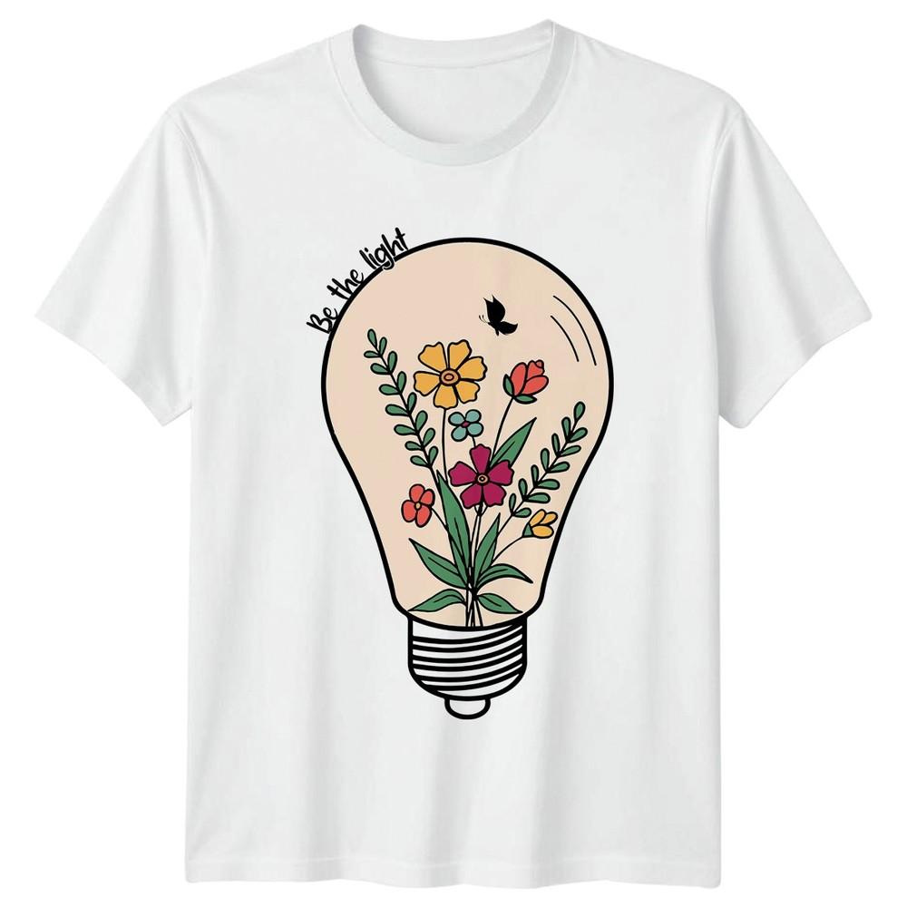 Be The Light Unisexs TShirt Boho Floral Inspirational Mothers Day Gift For Her S