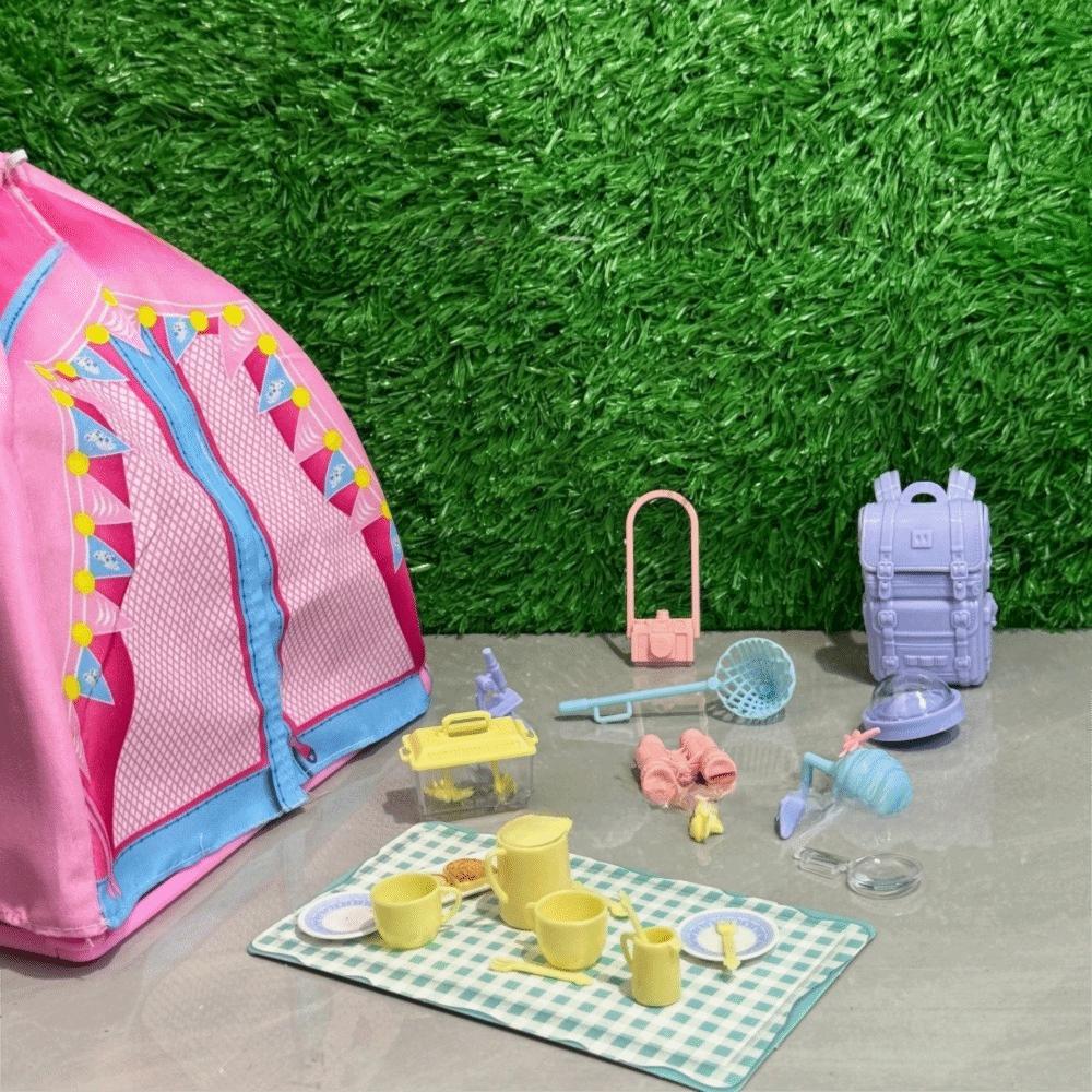 1Set 1:12 Scale Doll Camping Set Playing House Miniature Tent Dollhouse Scene Tent Model  Doll House