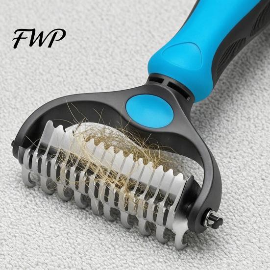 Dog Shedding Comb Pet Grooming Rake Double Sided Stainless Steel Blades Cat Deshedding Tool Undercoat for Dogs Cats Control Dematting Removal Brush