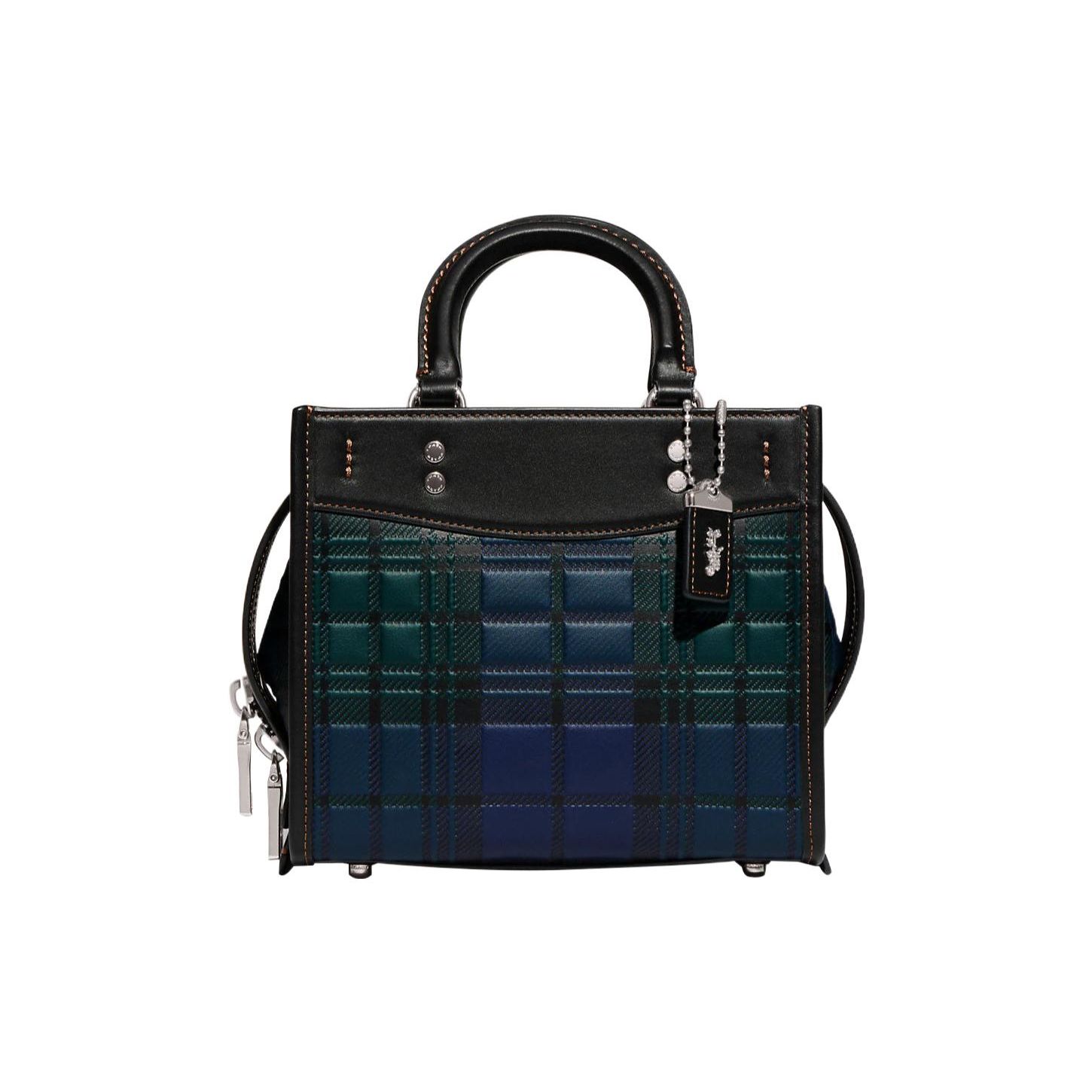 

Coach Rogue 20 Zipper Closure Plaid Print Glove Tanned Leather Tote Shoulder Crossbody Bag Small Women Bags Green Blue CH385-LHUZ0 Basic Set (Bag+Dust Bag)