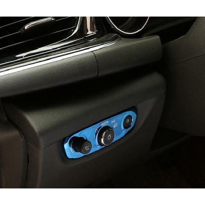 For Buick Regal 2018-2020 Blue Titanium Headlight Button Control Cover Trim 2PCS