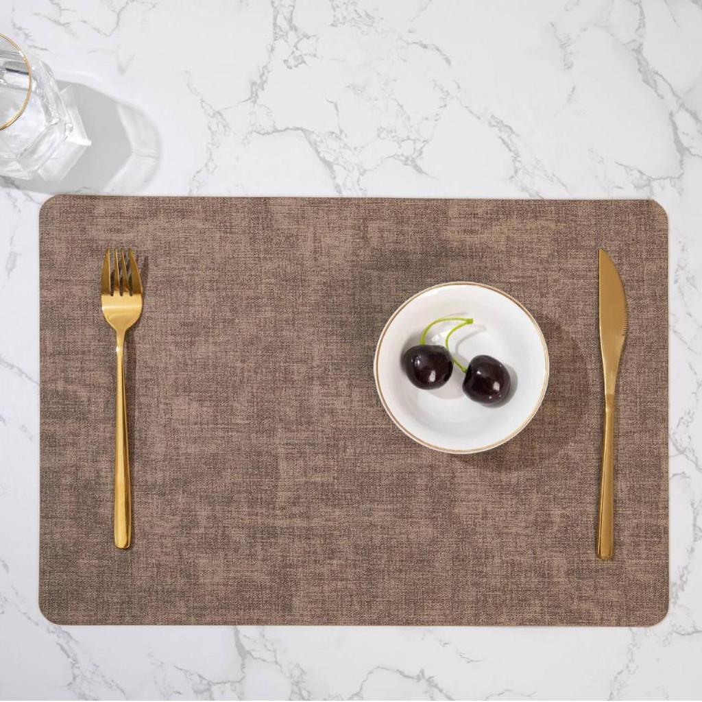 Nordic Minimalist Double-Sided Leather Placemat - Creative PU, Waterproof, Heat-Resistant.