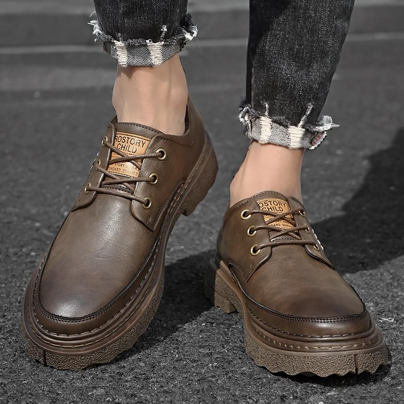 Fashion All-match Skate Shoes Men Genuine Leather Mens Sneakers Handmade Brand Men Casual Flats Lace-Up Classic Men Shoes for Wedding