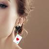 2 Pairs Trendy Clock Poker Card Drop Earrings Asymmetric Ear Accessories Stylish Earwear for Festivals and Gatherings