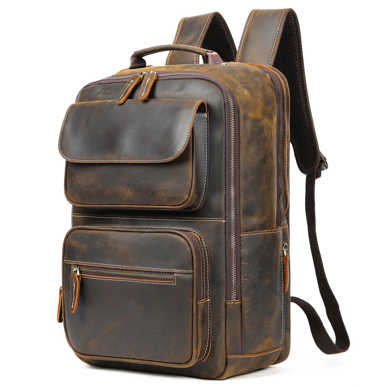 

Сумка через плечо из кожи Crazy Horse, рюкзак для компьютера, походов, отдыха, путешествий, походов кофейный