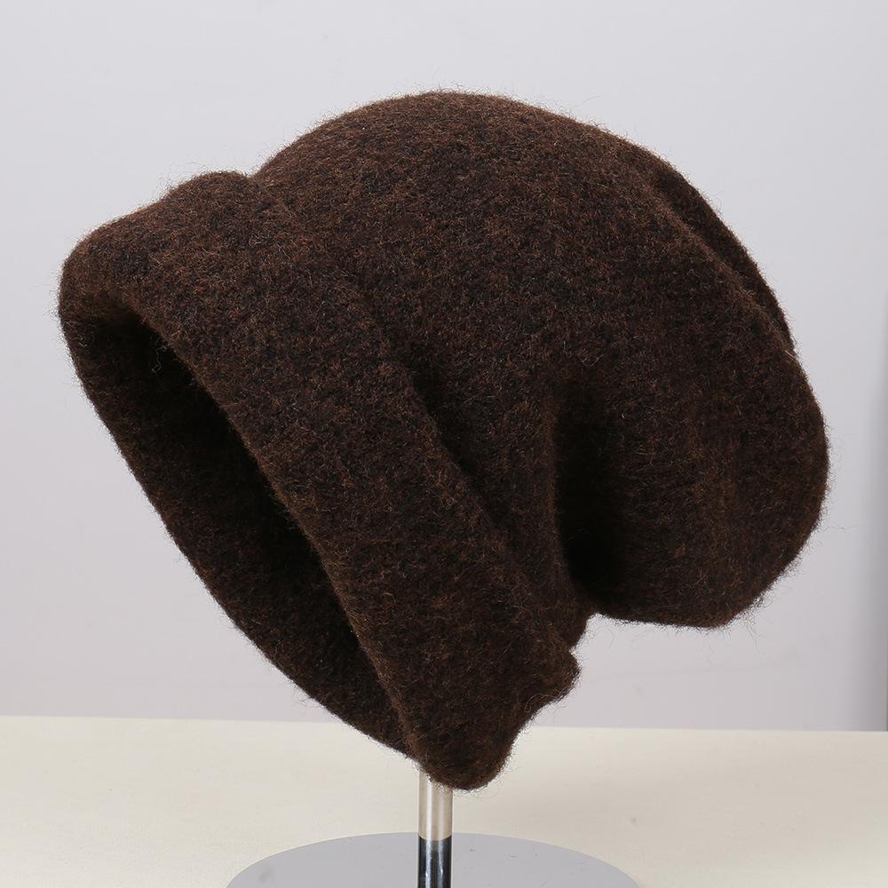 New fashionable solid color simple temperament knitted hat cashmere blended warm and comfortable casual wool hat
