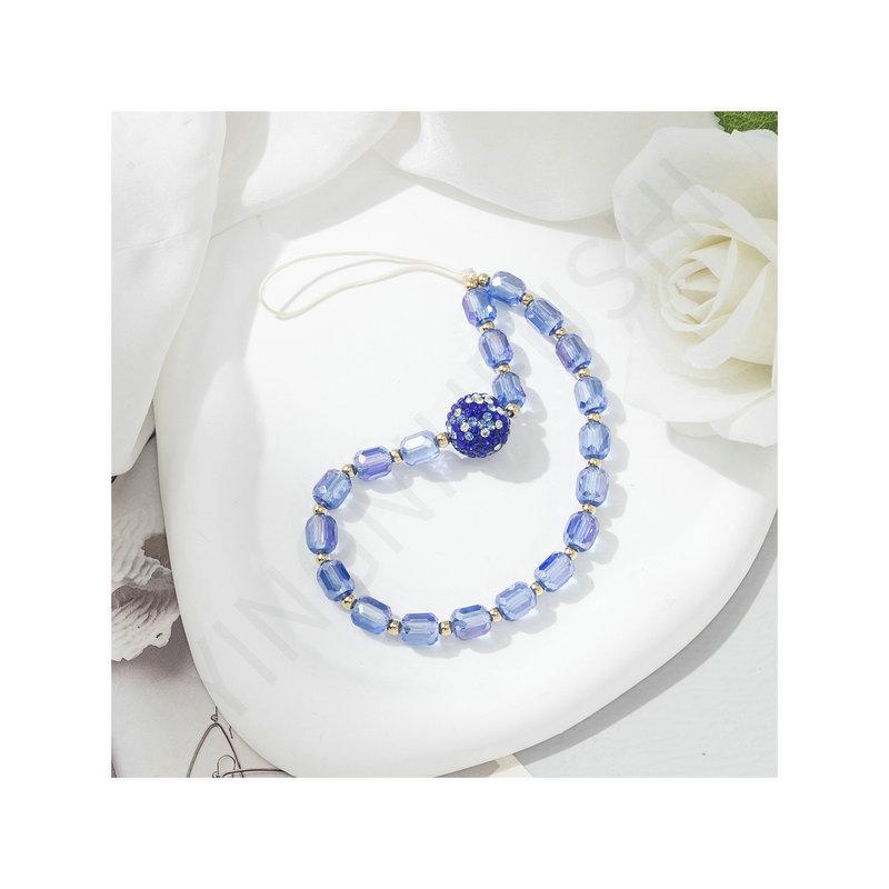 Mobile phone lanyard creative pink beaded glass chain Mobile phone case lanyard accessories Short women's mobile phone decorative chain