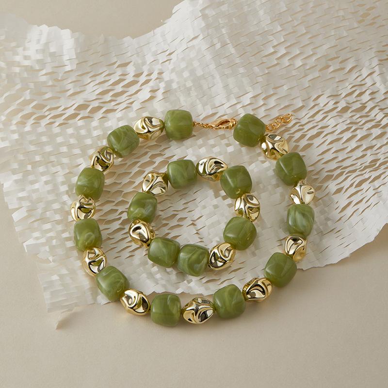 Colar Pulseira de Contas Irregulares em Acrílico para Mulheres Bangle Geométrico Bohemia Feito à Mão Acessórios de Joias para Casal
