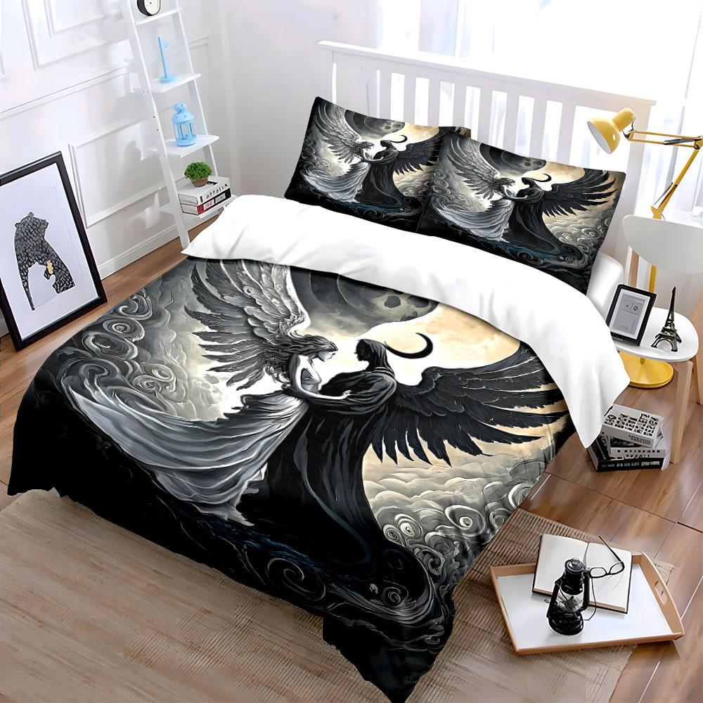 Angels with contrasting wings. Bedding sets Duvet cover sets Duvet covers Pillowcases(1* Duvet Cover 2* Pillowcases without duvet insert)