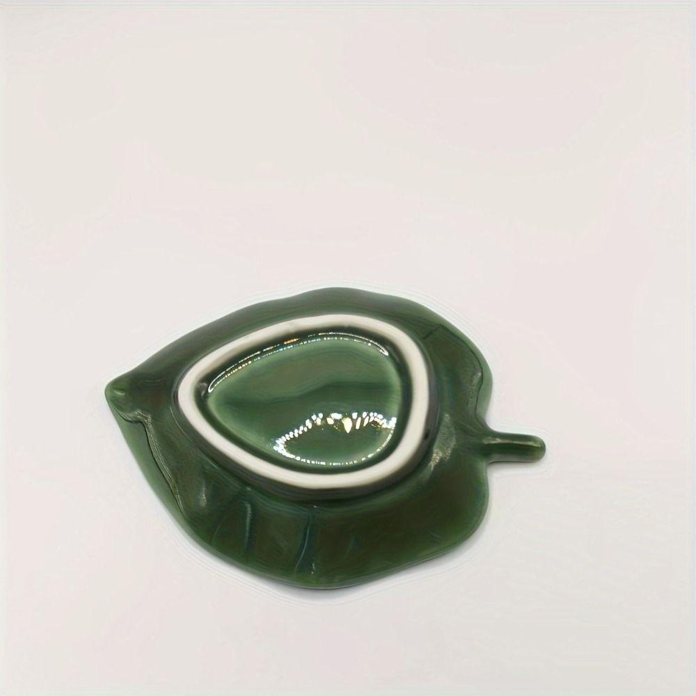 Green Ceramic Leaf Jewelry Dish Nordic Style Soap Dish Ring Storage Tray  Dresser Tabletop