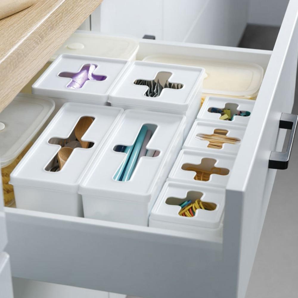 Пластиковая тканевая коробка без BPA Видимый слот Дизайн Отсортированный крестовый ящик для хранения 623₽