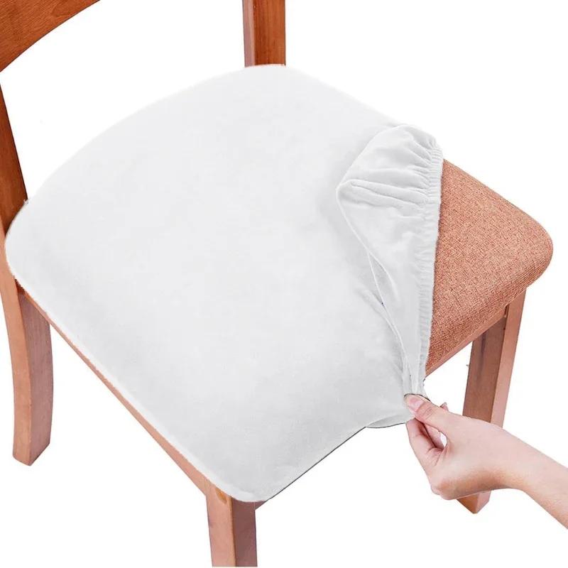 Velvet Chair Covers for Dining Room Stretch Soft Seat Cover Removable Anti-dirty Chair Protector Hotel Wedding Chairs Decor