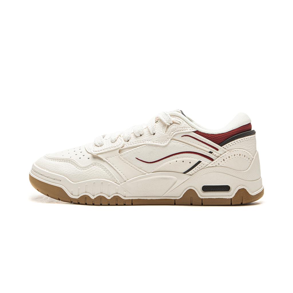 New LiNing Moon White 3 Cushioning Lightweight Low Top Skateboard Shoes Women's Beige Red AGCV078-14